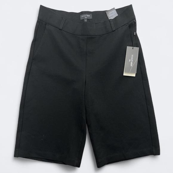 NYDJ Sculpt'Her Shorts Womens Small Black Pull On Tailored Bermuda Lift Tuck - Picture 1 of 9
